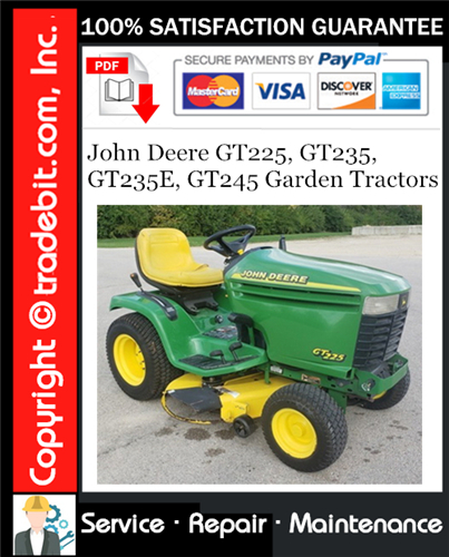 Thumbnail John Deere GT225, GT235, GT235E, GT245 Garden Tractors Service Repair Manual Download ★