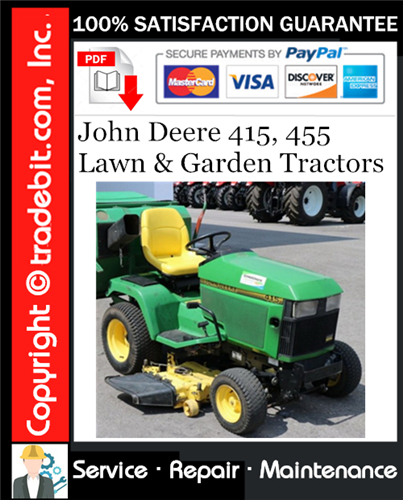 Thumbnail John Deere 415, 455 Lawn & Garden Tractors Service Repair Manual Download ★