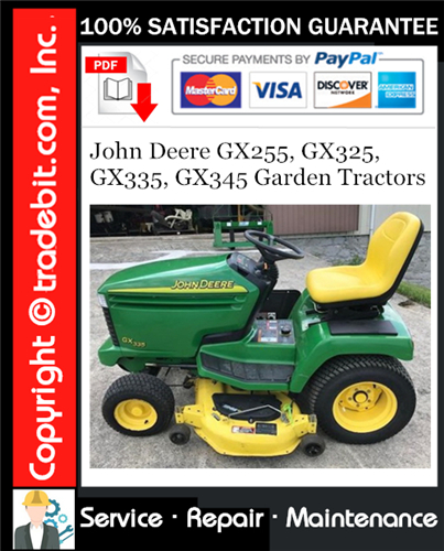 Thumbnail John Deere GX255, GX325, GX335, GX345 Garden Tractors Service Repair Manual Download ★