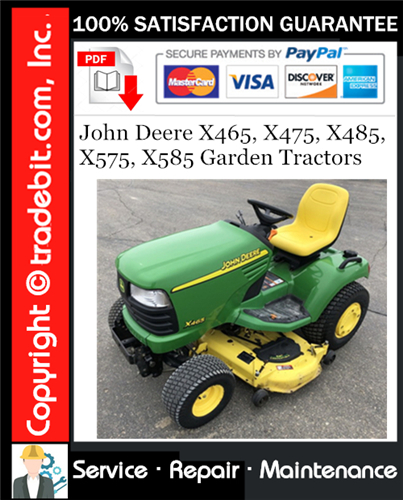 Thumbnail John Deere X465, X475, X485, X575, X585 Garden Tractors Service Repair Manual Download ★