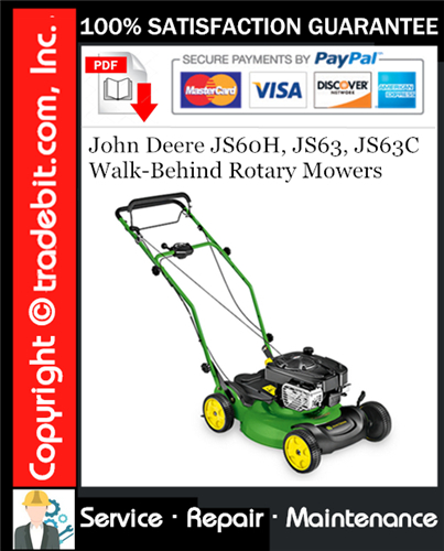 Thumbnail John Deere JS60H, JS63, JS63C Walk-Behind Rotary Mowers Service Repair Manual Download ★