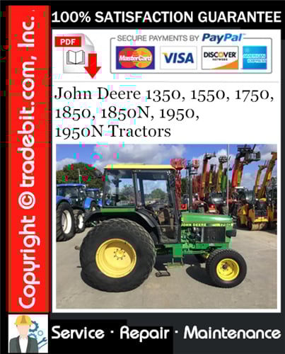 Thumbnail John Deere 1350, 1550, 1750, 1850, 1850N, 1950, 1950N Tractors Service Repair Manual Download ★