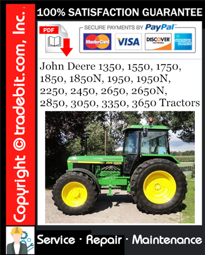 Thumbnail John Deere 1350, 1550, 1750, 1850, 1850N, 1950, 1950N, 2250, 2450, 2650, 2650N, 2850, 3050, 3350, 3650 Tractors Service Repair Manual Download ★