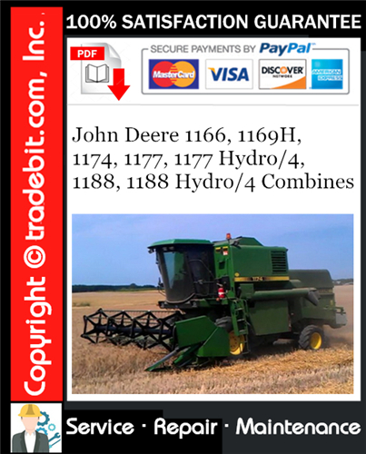 Thumbnail John Deere 1166, 1169H, 1174, 1177, 1177 Hydro/4, 1188, 1188 Hydro/4 Combines Service Repair Manual Download ★