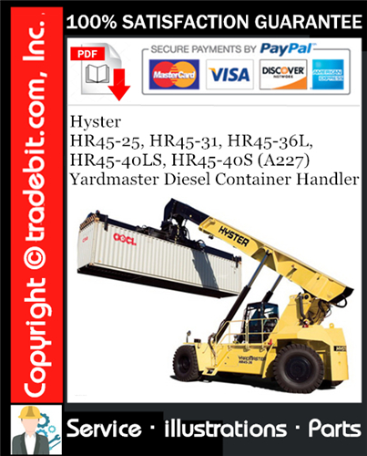 Thumbnail Hyster HR45-25, HR45-31, HR45-36L, HR45-40LS, HR45-40S (A227) Yardmaster Diesel Container Handler Parts Manual Download ★ Thumbnail Hyster HR45-25, HR45-31, HR45-36L, HR45-40LS, HR45-40S (A227) Yardmaster Diesel Container Handler Parts Manual Download ★