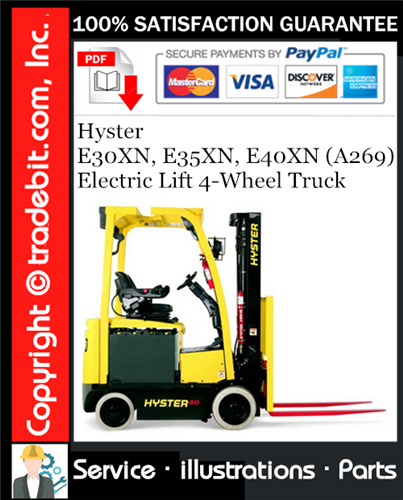 Thumbnail Hyster E30XN, E35XN, E40XN (A269) Electric Lift 4-Wheel Truck Parts Manual Download ★