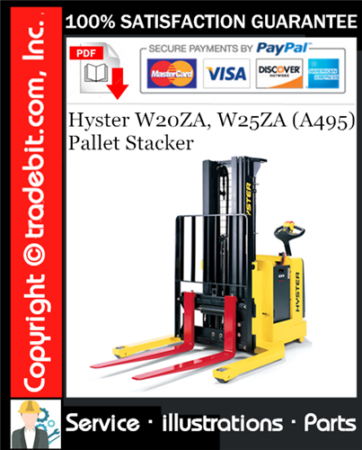 Thumbnail Hyster W20ZA, W25ZA (A495) Pallet Stacker Parts Manual Download ★ Thumbnail Hyster W20ZA, W25ZA (A495) Pallet Stacker Parts Manual Download ★