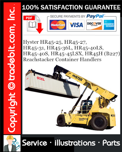 Thumbnail Hyster HR45-25, HR45-27, HR45-31, HR45-36L, HR45-40LS, HR45-40S, HR45-45LSX, HR45H (B227) Reachstacker Container Handlers Parts Manual Download ★