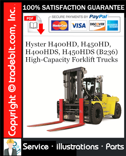 Hyster H400HD, H450HD, H400HDS, H450HDS (B236) High-Capacity Forklift Trucks Parts Manual Download ★