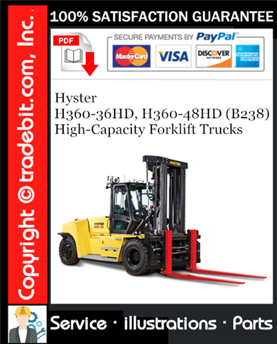 Hyster H360-36HD, H360-48HD (B238) High-Capacity Forklift Trucks Parts Manual Download ★