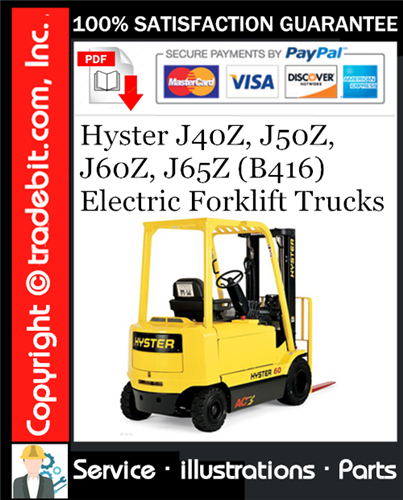 Hyster J40Z, J50Z, J60Z, J65Z (B416) Electric Forklift Trucks Parts Manual Download ★