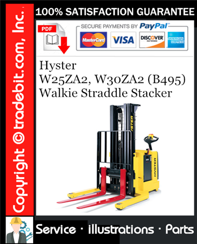 Thumbnail Hyster W25ZA2, W30ZA2 (B495) Walkie Straddle Stacker Parts Manual Download ★