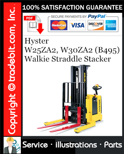 Hyster W25ZA2, W30ZA2 (B495) Walkie Straddle Stacker Parts Manual Download ★