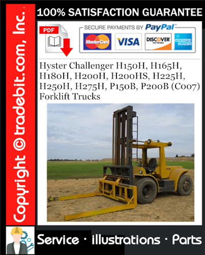 Thumbnail Hyster Challenger H150H, H165H, H180H, H200H, H200HS, H225H, H250H, H275H, P150B, P200B (C007) Forklift Trucks Parts Manual Download ★