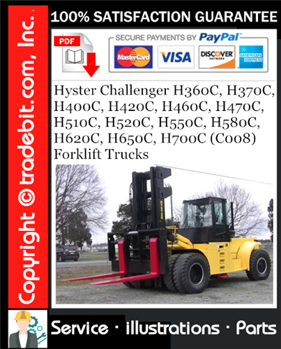 Hyster Challenger H360C, H370C, H400C, H420C, H460C, H470C, H510C, H520C, H550C, H580C, H620C, H650C, H700C (C008) Forklift Trucks Parts Manual Download ★