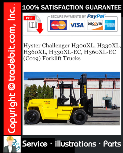 Thumbnail Hyster Challenger H300XL, H330XL, H360XL, H330XL-EC, H360XL-EC (C019) Forklift Trucks Parts Manual Download ★