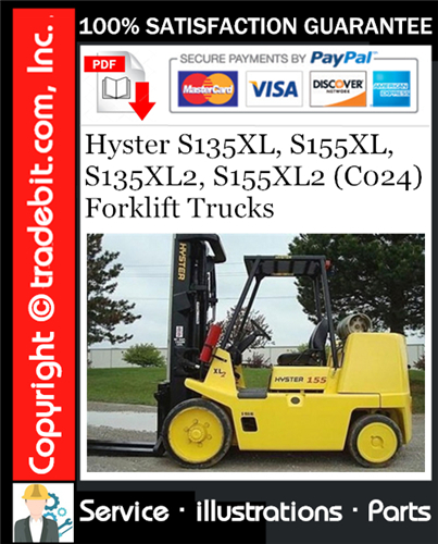 Hyster S135XL, S155XL, S135XL2, S155XL2 (C024) Forklift Trucks Parts Manual Download ★