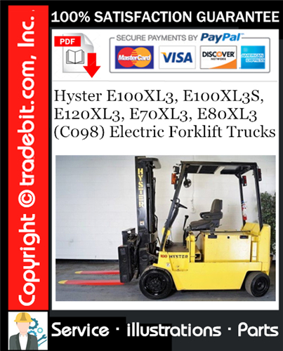 Thumbnail Hyster E100XL3, E100XL3S, E120XL3, E70XL3, E80XL3 (C098) Electric Forklift Trucks Parts Manual Download ★