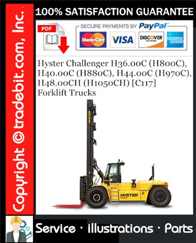 Hyster Challenger H36.00C (H800C), H40.00C (H880C), H44.00C (H970C), H48.00CH (H1050CH) [C117] Forklift Trucks Parts Manual Download ★