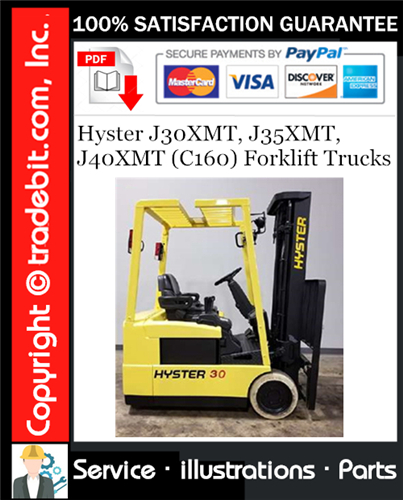 Hyster J30XMT, J35XMT, J40XMT (C160) Forklift Trucks Parts Manual Download ★