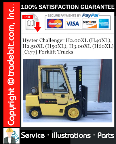Hyster Challenger H2.00XL (H40XL), H2.50XL (H50XL), H3.00XL (H60XL) [C177] Forklift Trucks Parts Manual Download ★