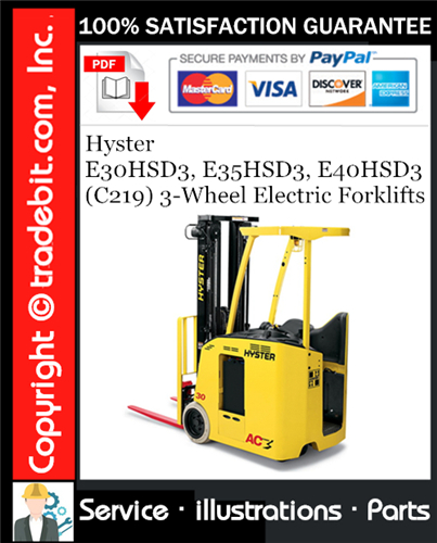 Thumbnail Hyster E30HSD3, E35HSD3, E40HSD3 (C219) 3-Wheel Electric Forklifts Parts Manual Download ★ Thumbnail Hyster E30HSD3, E35HSD3, E40HSD3 (C219) 3-Wheel Electric Forklifts Parts Manual Download ★