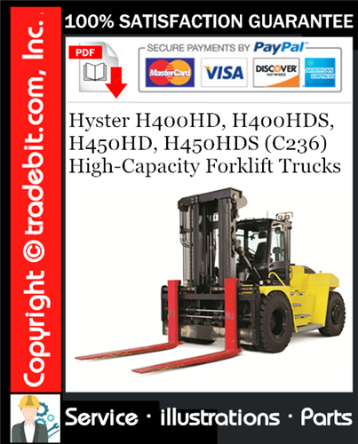 Hyster H400HD, H400HDS, H450HD, H450HDS (C236) High-Capacity Forklift Trucks Parts Manual Download ★