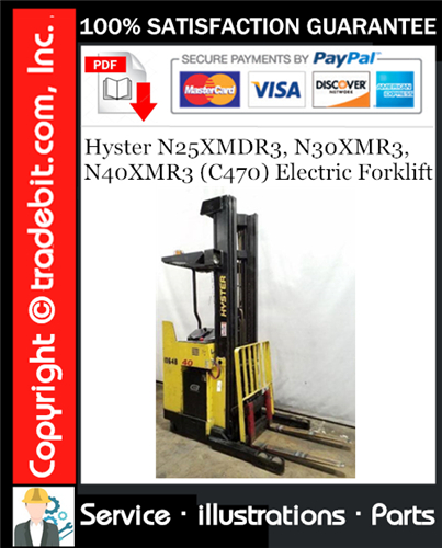 Hyster N25XMDR3, N30XMR3, N40XMR3 (C470) Electric Forklift Parts Manual Download ★