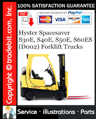 Thumbnail Hyster Spacesaver S30E, S40E, S50E, S60ES (D002) Forklift Trucks Parts Manual Download ★