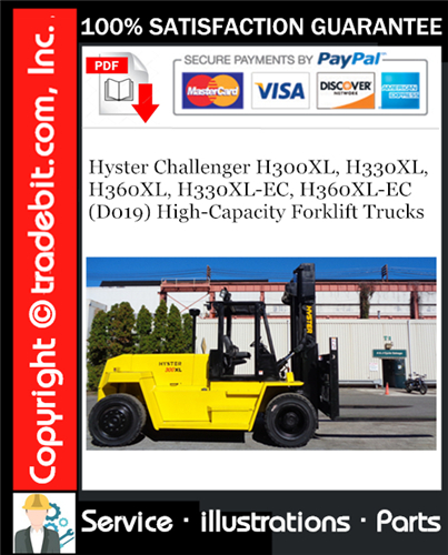 Hyster Challenger H300XL, H330XL, H360XL, H330XL-EC, H360XL-EC (D019) High-Capacity Forklift Trucks Parts Manual Download ★