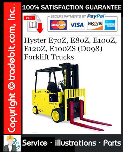 Thumbnail Hyster E70Z, E80Z, E100Z, E120Z, E100ZS (D098) Forklift Trucks Parts Manual Download ★