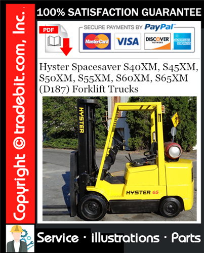 Hyster Spacesaver S40XM, S45XM, S50XM, S55XM, S60XM, S65XM (D187) Forklift Trucks Parts Manual Download ★