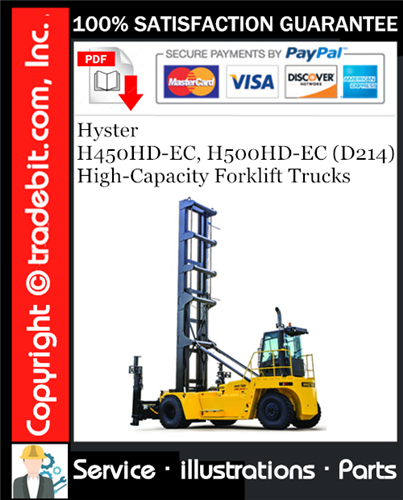 Hyster H450HD-EC, H500HD-EC (D214) High-Capacity Forklift Trucks Parts Manual Download ★