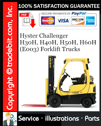 Hyster Challenger H30H, H40H, H50H, H60H (E003) Forklift Trucks Parts Manual Download ★