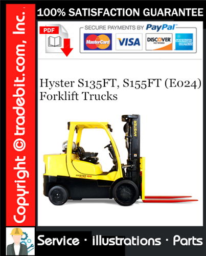 Hyster S135FT, S155FT (E024) Forklift Trucks Parts Manual Download ★