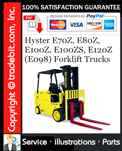 Hyster E70Z, E80Z, E100Z, E100ZS, E120Z (E098) Forklift Trucks Parts Manual Download ★