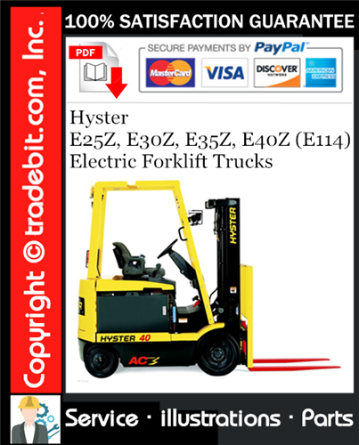 Thumbnail Hyster E25Z, E30Z, E35Z, E40Z (E114) Electric Forklift Trucks Parts Manual Download ★