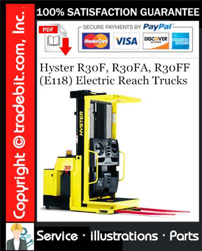 Hyster R30F, R30FA, R30FF (E118) Electric Reach Trucks Parts Manual Download ★