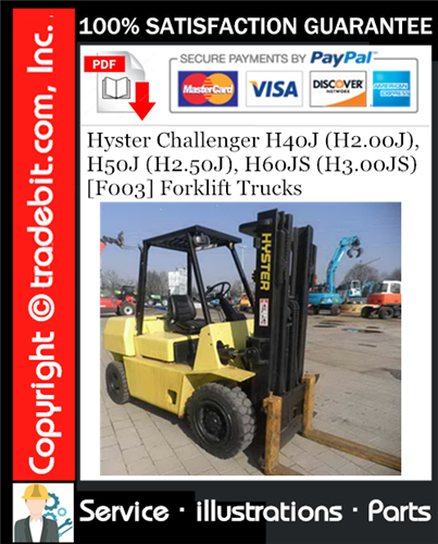 Hyster Challenger H40J (H2.00J), H50J (H2.50J), H60JS (H3.00JS) [F003] Forklift Trucks Parts Manual Download ★