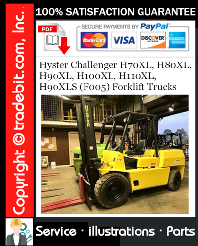 Hyster Challenger H70XL, H80XL, H90XL, H100XL, H110XL, H90XLS (F005) Forklift Trucks Parts Manual Download ★