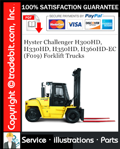 Hyster Challenger H300HD, H330HD, H350HD, H360HD-EC (F019) Forklift Trucks Parts Manual Download ★