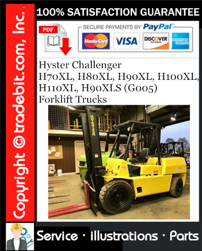 Thumbnail Hyster Challenger H70XL, H80XL, H90XL, H100XL, H110XL, H90XLS (G005) Forklift Trucks Parts Manual Download ★