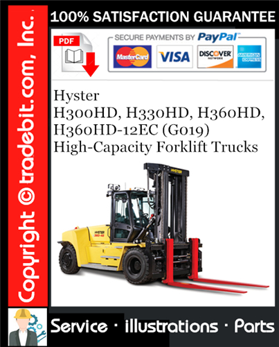 Hyster H300HD, H330HD, H360HD, H360HD-12EC (G019) High-Capacity Forklift Trucks Parts Manual Download ★