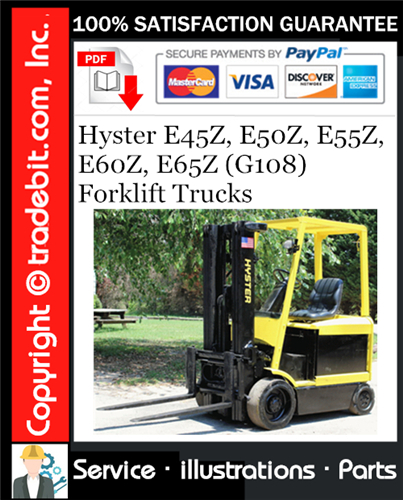 Hyster E45Z, E50Z, E55Z, E60Z, E65Z (G108) Forklift Trucks Parts Manual Download ★