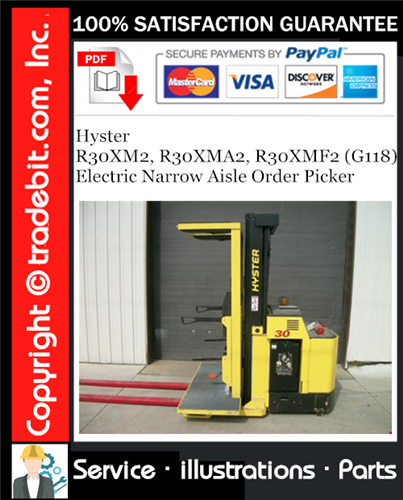 Thumbnail Hyster R30XM2, R30XMA2, R30XMF2 (G118) Electric Narrow Aisle Order Picker Parts Manual Download ★