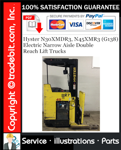 Hyster N30XMDR3, N45XMR3 (G138) Electric Narrow Aisle Double Reach Lift Trucks Parts Manual Download ★