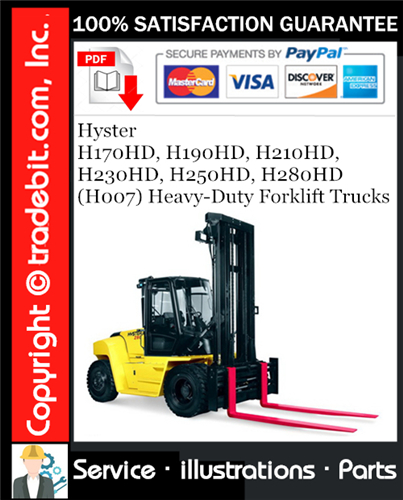 Hyster H170HD, H190HD, H210HD, H230HD, H250HD, H280HD (H007) Heavy-Duty Forklift Trucks Parts Manual Download ★