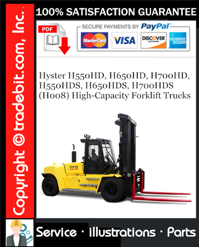 Hyster H550HD, H650HD, H700HD, H550HDS, H650HDS, H700HDS (H008) High-Capacity Forklift Trucks Parts Manual Download ★