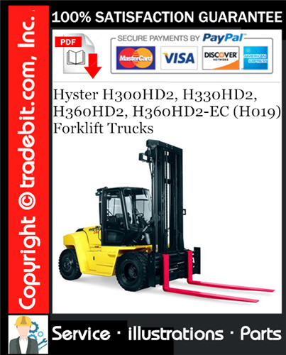 Hyster H300HD2, H330HD2, H360HD2, H360HD2-EC (H019) Forklift Trucks Parts Manual Download ★