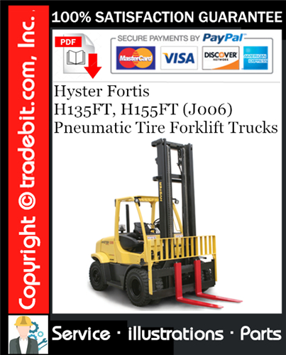 Thumbnail Hyster Fortis H135FT, H155FT (J006) Pneumatic Tire Forklift Trucks Parts Manual Download ★